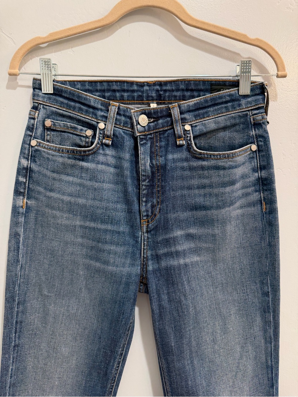rag & bone Nina High-Rise Ankle Cigarette Jeans Blue Dillon Wash Cropped Size 26 - Picture 4 of 10